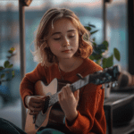 Playing guitar