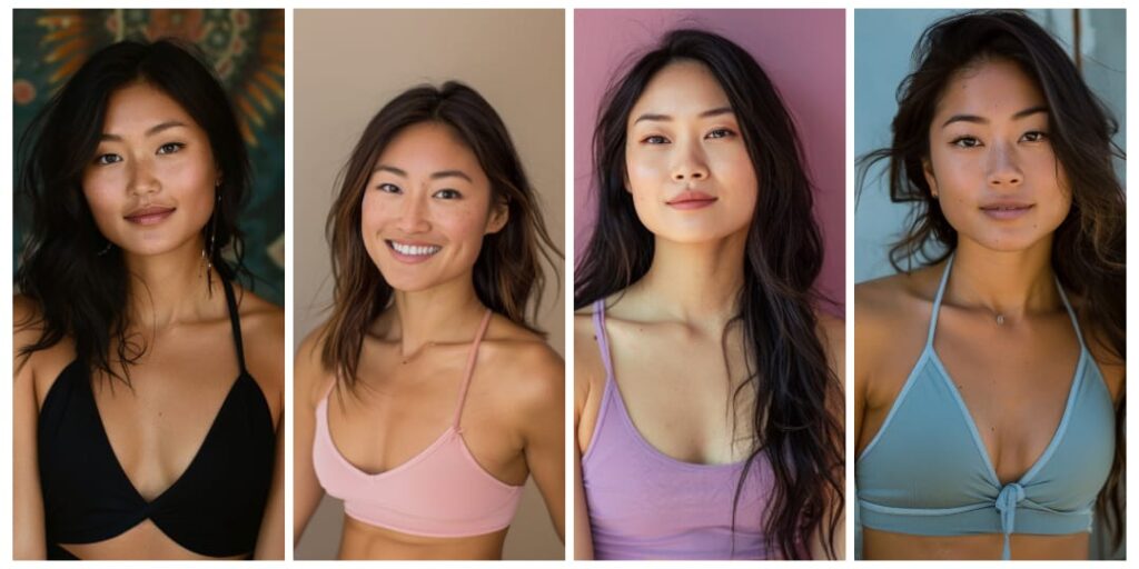 Collage of Asia women wearing sports bra