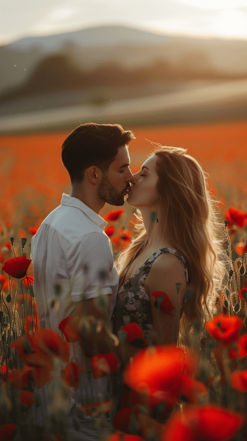 COUPLE KISSING BACKGROUND PORTRAIT