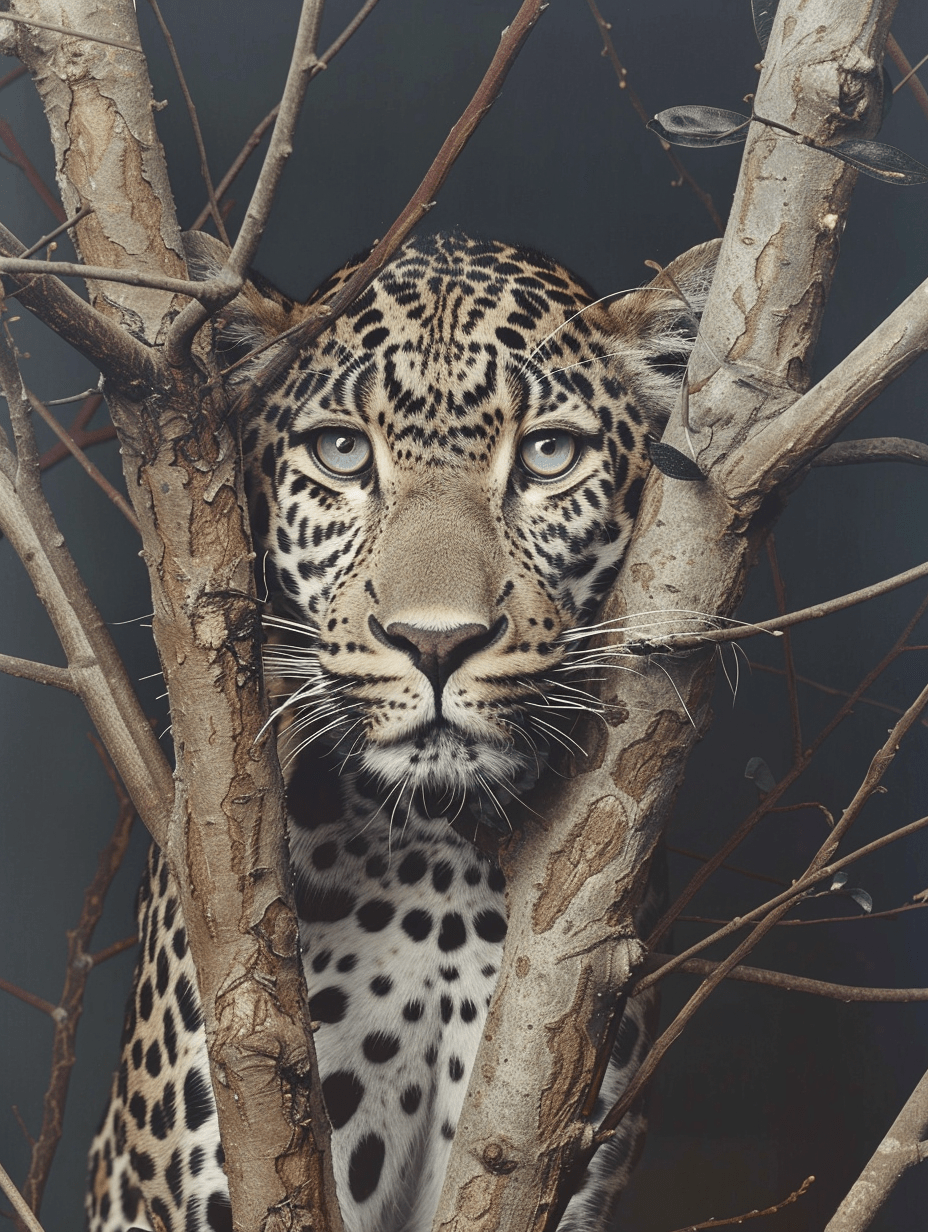 Leopard between the branches