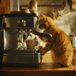 Kitty makes espresso