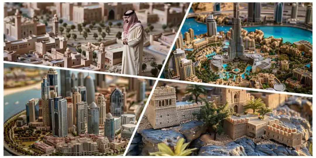 Collage of Miniature model of Gulf countries