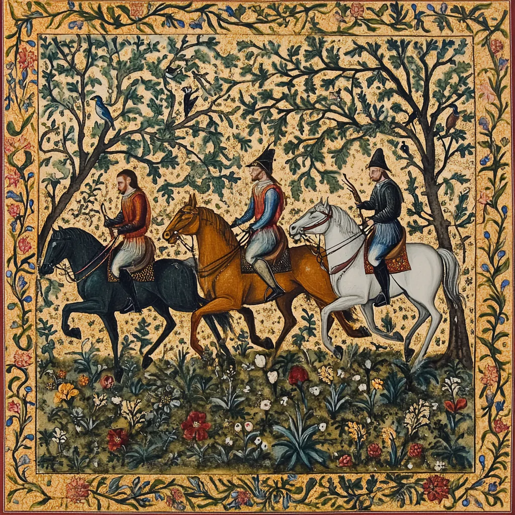 Noble hunting party on horseback