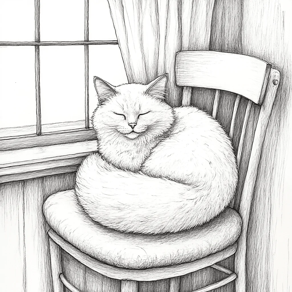 Midjourney Prompt for coloring book cute cat